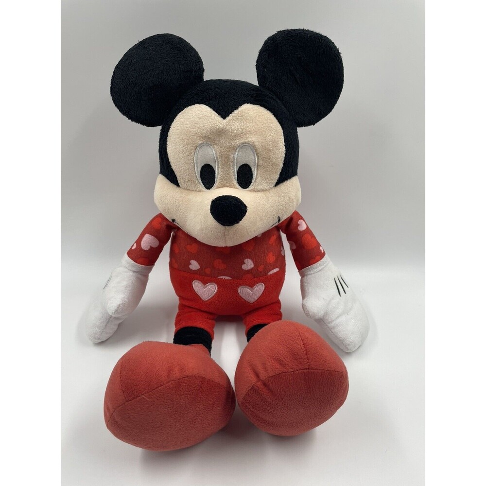 Mickey Mouse 17 inch Plush Stuffed Animal Toy Disney Pink & Red Hearts O-06